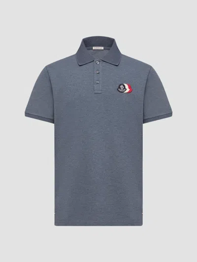 Moncler Logo Patch Short-sleeve Polo Shirt In Blue