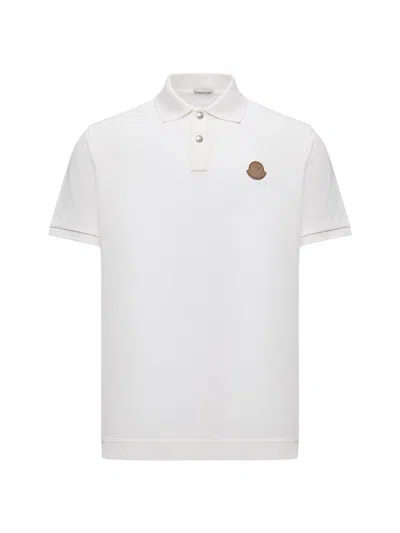 Moncler Short Sleeve Logo Polo Shirt In White