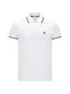 Moncler Cotton Piquet Polo Shirt With Tricolor Trim In White