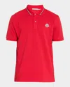 Moncler Short-sleeved Polo Shirt With Logo In Red
