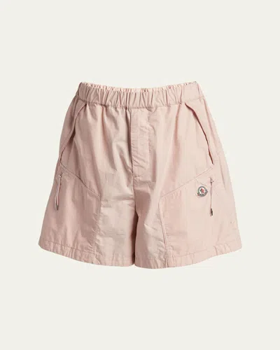Moncler Men's Poplin Cargo Shorts In Pink
