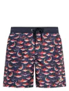Moncler Men's Printed Swim Shorts In Blue