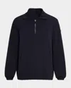 Moncler Logo-appliquéd Cotton-blend Jersey Half-zip Sweatshirt In Navy