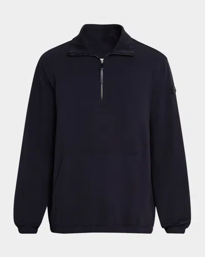 MONCLER MEN'S QUARTER-ZIP INTERLOCK SWEATSHIRT