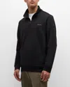 Moncler Cotton Fleece Half Zip Sweatshirt In Black