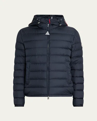 Moncler Men's Quilted Full-zip Hooded Jacket In Blue