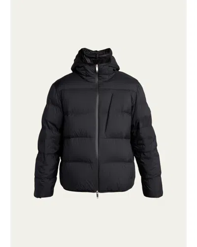 Moncler Poitevin Hooded Short Down Jacket In Black