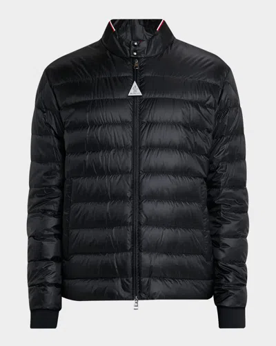 Moncler Men's Quilted Nylon Short Down Jacket In Black
