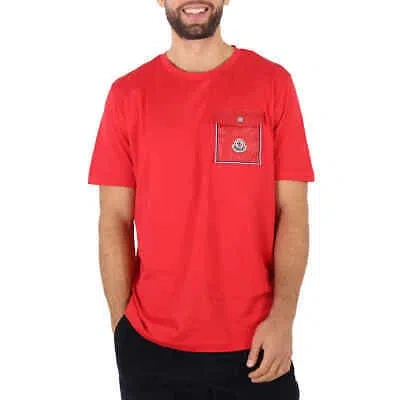 Pre-owned Moncler Men's Red Short-sleeve Pocket T-shirt, Size X-large