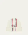 Moncler Men's Ribbed Beanie With Tipping In Natural