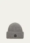 Moncler Logo Detail Rib Knit Cashmere Hat In Charcoal