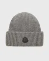 Moncler Logo Detail Rib Knit Cashmere Hat In Charcoal