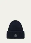 Moncler Logo Cashmere Beanie In Navy
