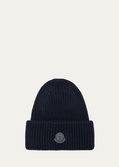 MONCLER MEN'S RIBBED CASHMERE BEANIE