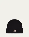 Moncler Men's Ribbed Cotton Beanie In Black