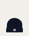 Moncler Men's Ribbed Cotton Beanie In Blue