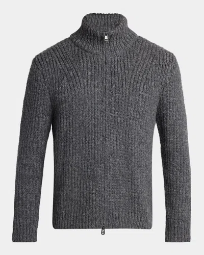 MONCLER MEN'S RIBBED FULL-ZIP SWEATER