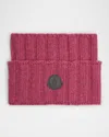 Moncler Men's Ribbed Logo Turtleneck Scarf In Pink