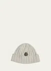 Moncler Men's Ribbed Wool Beanie In Camel