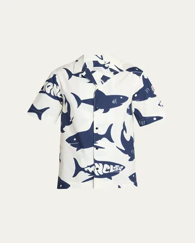 MONCLER MEN'S SHARK-PRINT CAMP SHIRT