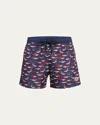 Moncler Men's Printed Swim Shorts In Blue