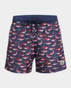 Moncler Short De Bain À Imprimé Requin In Blue