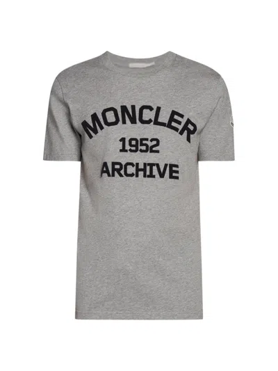 Moncler Men's Short Sleeve Logo T-shirt In Gray