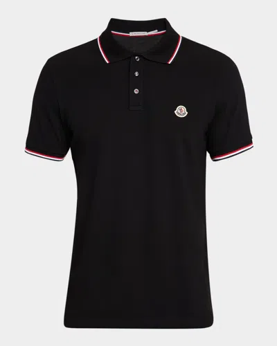 MONCLER MEN'S SHORT SLEEVE POLO WITH CONTRAST SLEEVES