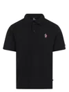 Moncler Polo Shirt Ribbed Short Sleeves In Black