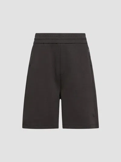Moncler Men's Shorts In Interlock Cotton Blend In Brown