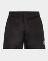 Moncler Men's Side-stripe Nylon Swim Shorts In Black