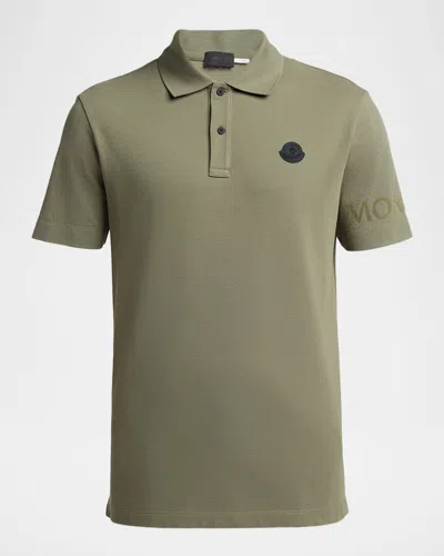 MONCLER MEN'S SLEEVE-LOGO PIQUE POLO SHIRT