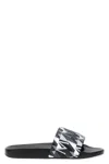 Moncler Black Basile Slide With Logo And Pattern In Black