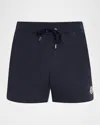 Moncler Mens Elasticated Waistband Brand Patch Straight Leg Regular Fit Swim Shorts Navy In Blue