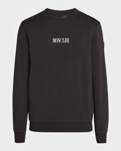 Moncler Men's Small Logo Crewneck Sweatshirt In Black