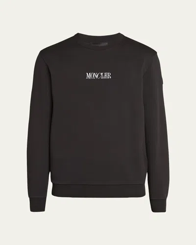Moncler Men's Small Logo Crewneck Sweatshirt In Black