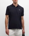 Moncler Logo Patch Cotton Piquet Polo Shirt In Blue