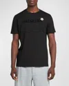 Moncler Men T-shirt With Flocked Cotton Logo In Black