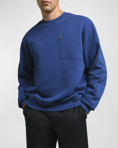 Moncler Men's Solid Travel Zip Sweatshirt In Blue