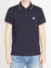 Moncler Men's Striped-trim Polo Shirt In Black