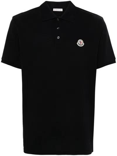 Moncler Logo-appliqué Piqué Polo Shirt In Blue