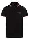 Moncler Men Tricolor-trimmed Cotton Piquet Polo Shirt Navy In Black