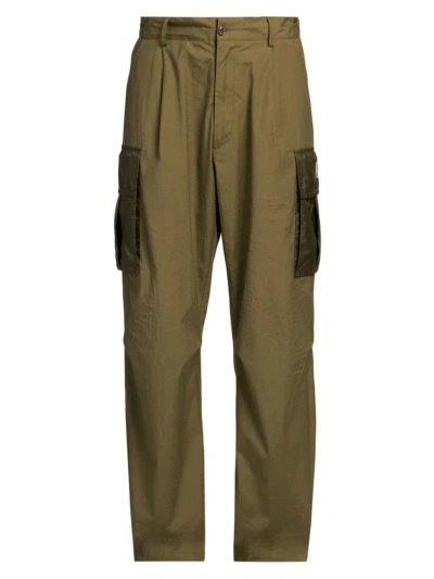 Moncler Men's Stretch Cotton Cargo Pants In Olive Green