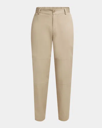 Moncler Cotton Stretch Regular Fit Pants In Light Beige