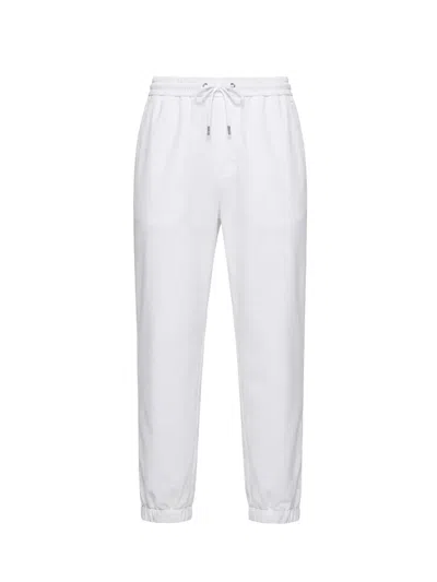 Moncler Men Striped Stretch Jogging Pants Ivory In White