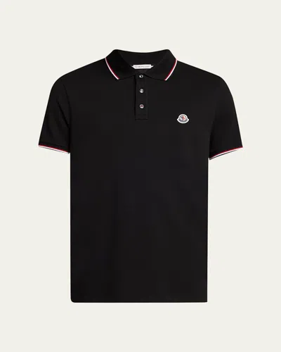 MONCLER MEN'S STRIPED-TRIM POLO SHIRT