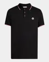 Moncler Men's Striped-trim Polo Shirt In Black