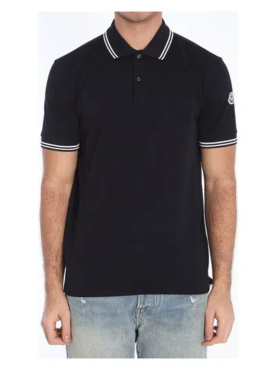 MONCLER MEN'S STRIPED TRIM POLO SHIRT