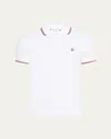 Moncler Men's Striped-trim Polo Shirt In White