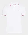 Moncler Classic White Cotton Polo With Signature Tri-color Trim In White